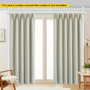 1 Set Vintage Thickened Metal Partition Curtain Rod, No Drilling Adjustable Floo - Picture 1 of 8