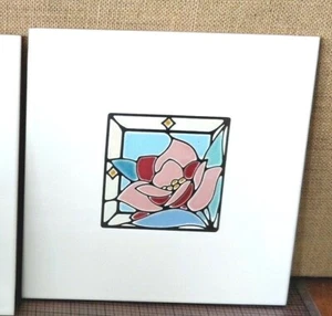 Large Display Flower Tile 8x8 Ceramic -- Made in Italy -- Handpainted - Picture 1 of 10