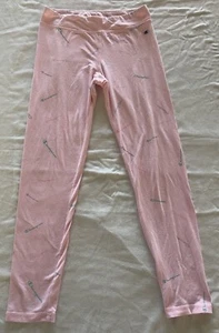 CHAMPION LOGO Pink Girl Leggings Athletic Sports Pants LARGE - Picture 1 of 5