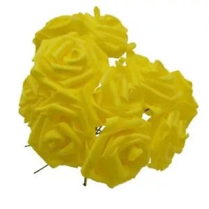 20x Amarillo 7cm Espuma Flores Tallos de Rosa Artificial Boda Novia Ramo - Imagen 1 de 1