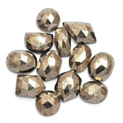 Natural Gold Pyrite Gemstone 10x7mm-16x10mm Mix Shape Rose Cut Untreated Lot - Image 1 of 4