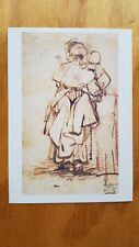Soviet Postcard Rembrandt Harmensz van Rijn Young Woman Holding Her Child