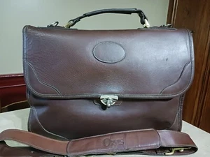 Vintage 1990's Orvis All Leather Expandable Briefcase with Strap - Picture 1 of 12
