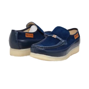 NEW British Walker Mens Casual Slip On Shoes Suede Leather Power Plus Navy Blue - Picture 1 of 6