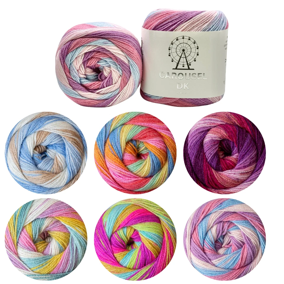 Woolcraft Carousel DK 200g Knitting Crochet Cake Yarn Self-Striping