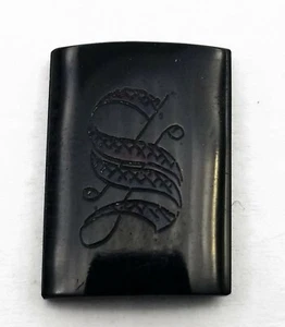 Antique Onyx Curved Stone Old English Initial " S " 18 mm x 13.5 mm #P544 - Picture 1 of 5