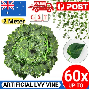 2M Artificial Ivy Vine Fake Foliage Hanging Scindapsus Leaves Plant Party Decor - Picture 1 of 14