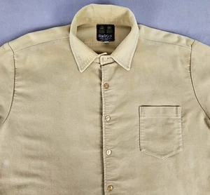 Vtg Barbour Chamois Shirt Mens XL Brown Sueded L/S Button Down Made In ENGLAND - Picture 1 of 7