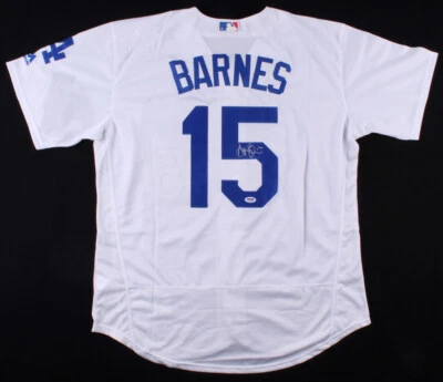 Austin Barnes Signed Dodgers Majestic Jersey (PSA/DNA COA) Los Angeles Catcher - Image 1 of 4