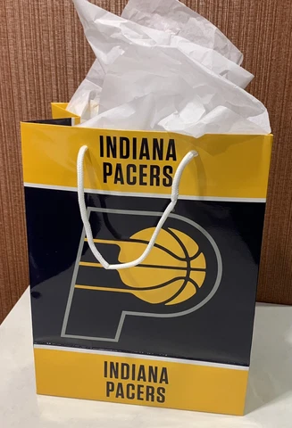 Indiana Pacers Official 13 Inch X 10 Inch Glossy Gift Bag W/ White Gift Paper! Cover