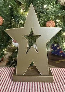 Star Wooden Taper Candle Holder Shelf Decor Farmhouse Country Rustic - Picture 1 of 7