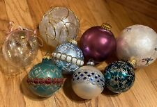 Blown Glass Christmas Ornaments Balls Germany Glitter Stencil Mixed Lot Vintage