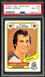 1976-77 OPC O PEE CHEE WHA #70 Andre Lacroix A S PSA 8 NM-MT Mariners Hull Back - Picture 1 of 2