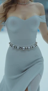 Women Silver Metal Chain Beaded Hip Waist Fancy Fashion Belt Gray Bead Fit S M L - Picture 1 of 23