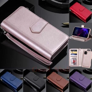 For iPhone 12 Pro Max 11 SE 8 7 6S Magnetic Detachable Wallet Leather Case Cover - Picture 1 of 49