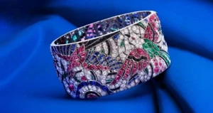 35.15 TCW Multi Color & Gemstone Luxury Bangle Bracelet in 935 Argentium Silver - Picture 1 of 7