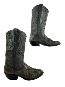 Men's Nocona USA Gray Python Almond Toe Western Cowboy Boots Size: 7.5 D - Picture 1 of 7