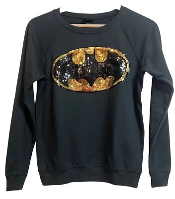 Sudadera Batman Lentejuelas Logo Negra Pequeña Cuello Redondo Manga Larga  Foto 1 de 4