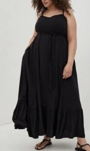 Maxi Vestido Torrid Cross Hatch Corbata Cintura En Niveles - Negro - Imagen 1 de 8