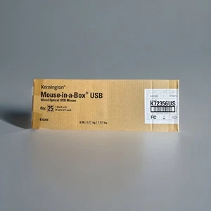 NEW Kensington Wired USB Optical Mouse-in-a-Box - Black - K72356US - 25 Pack - Afbeelding 1 van 3