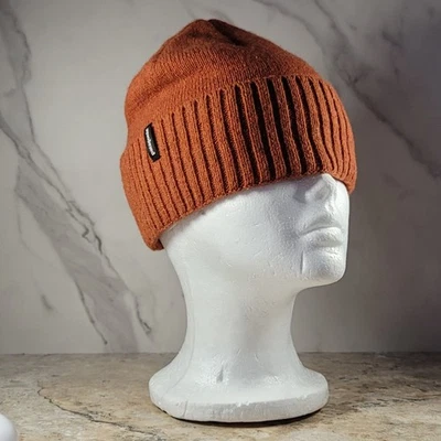 PATAGONIA RUSTIC ORANGE BRODEO CUFFED RIBBED BEANIE HAT WOOL BLEND - Image 1 of 4