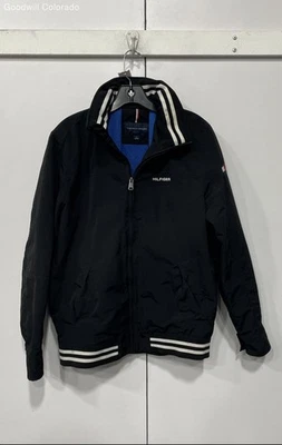 Tommy Hilfiger Niños Negro Manga Larga Invierno Cremallera Completa Chaqueta Cortavientos Talla M Foto 1 de 4