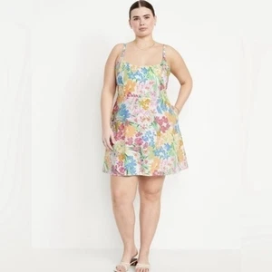 Old Navy Women’s Fit & Flare Linen Blend Floral Cami Dress Size XXL Breathable - Picture 1 of 12