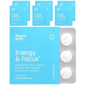 2 x NeuroGum, Energy & Focus, Pfefferminze, 6 Packungen, je 9 Stück - Bild 1 von 2
