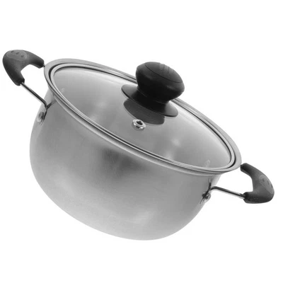  Saucepan with Lid Padella Acciaio Inox Pentola Con Coperchio Zuppa - Immagine 1 di 4