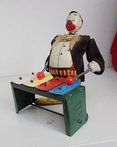 Vintage Tinplate Wind Up Joe the Xylophone Player Toy, Toplay Ltd (TPS), Japan - Picture 1 of 8