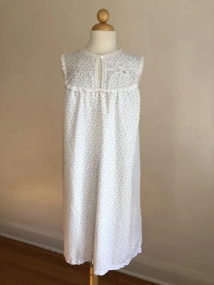 LINDA CAMISOLA VINTAGE REGAL ROSE roxa floral branca renda algodão macio tamanho M - Imagem 1 de 4