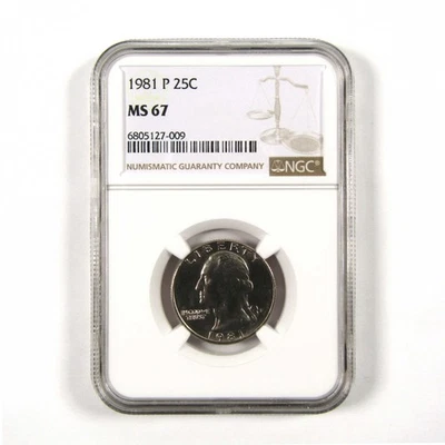 1981 P Washington Quarter MS 67 NGC Clad 25c Uncirculated SKU:I9541 - Image 1 of 4
