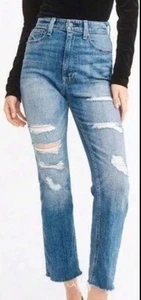 Abercrombie Zoe High Rise Distressed Ankle Straight Jeans Women’s Size 10/30 - Picture 1 of 8
