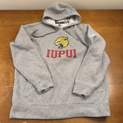 Pulôver masculino IUPUI Jaguars com capuz extra grande cinza vôlei Adidas - Imagem 1 de 4