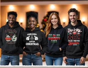 Funny Christmas Hoodie Unisex Graphic Holiday Party Sweatshirt Ugly Sweater - Picture 1 of 17