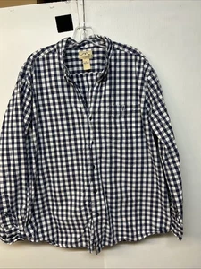Blue Mountain Men's Button Down Shirt XL Blue White Plaid Long Sleeve - Picture 1 of 4