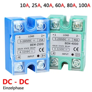 10A-100A Einzelphase Halbleiterrelais Modul DC 4-32V zu DC 5-200V SSR Blau Grün - Picture 1 of 20