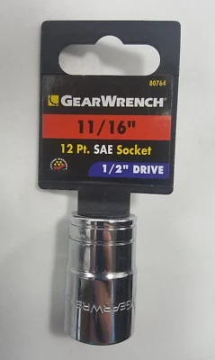 GearWrench 11/16" SAE Standard 12 Point Socket 1/2" Drive 80764 - Image 1 of 2