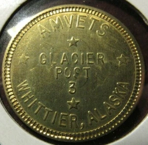 Vintage AMVETS Glacier Post 3 Whittier, AK 50c Trade Token - Alaska - Picture 1 of 2