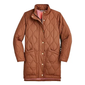 NWT J.Crew New Quilted Cocoon Puffer Coat in Dark Nutmeg Primaloft L - Picture 1 of 6