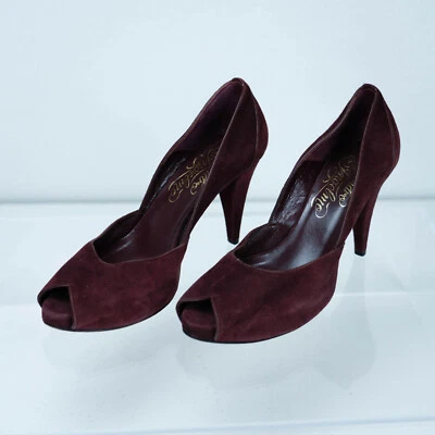 Alejandro Ingelmo Burgundy Peep Toe 4" Heel EU Size 39 US 8.5 Made in Italy W2B - Image 1 of 4
