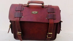 18" New Messenger Portfolio Laptop Satchel Shoulder Bag Men's VGenuine Leather - Photo 1/6