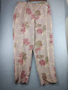 Pantalones Adrianna Papell Talla 18 100% Seda Floral Cuentas Espalda Elástica - Imagen 1 de 8