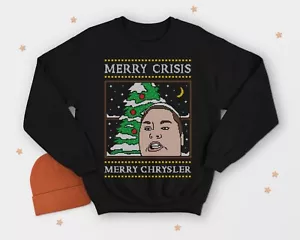 Merry Crisis Happy Crimus Vine Christmas Jumper Sweater Funny Christine - Picture 1 of 3