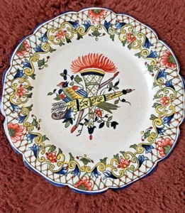 Painted Earthenware Flower Plate, Signed on Back - Picture 1 of 9