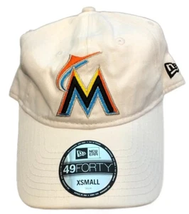 NUEVO CON ETIQUETAS Nuevo Miami Marlins Nueva Era 49Forty Logotipo Núcleo Talla X-Pequeño Ajuste Flexible Sombrero - Imagen 1 de 2