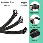 14mm Expandable Sleeves Black Braided Cable Tidy Wire Harness Flexible Polyester