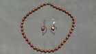 New QVC Honora Copper Pearl & Swarovski Crystal Necklace & Leverback Earring Set
