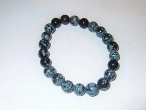 - Bracciale Pietra Cristalloterapia - OSSIDIANA FIOCCO DI NEVE (SF8) - Picture 1 of 1