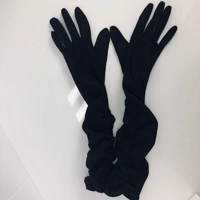 Guantes Largos Negros Largo Completo Tela Disfraz Vestido Noche Damas Pequeños Sin Forro  Foto 1 de 3